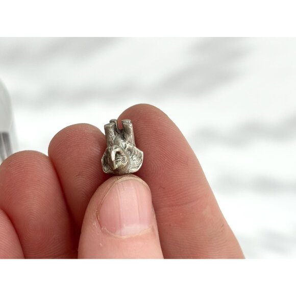 Silver Toned Carved Lucky Elephant Teeny Tiny Figural Vintage Pendant | Charm - Picture 6 of 9